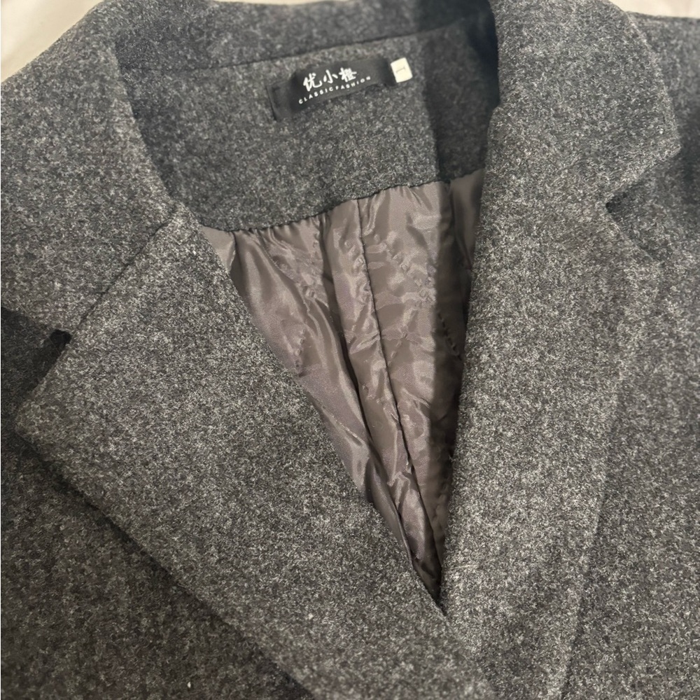 Women's Double-Breasted Gray Coat - Picture 5 of 7